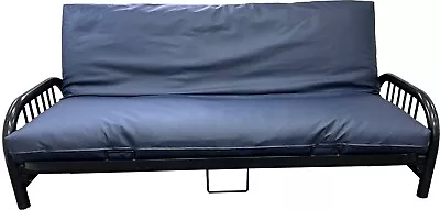 Queen Size Navy Leather Vinyl Futon Cover Mattress Slipcovers Encasement • $92