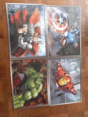 The Avengers Marvel Jigsaws Puzzle 4 In1 Hulk Thor Captain America Gift Children • £3