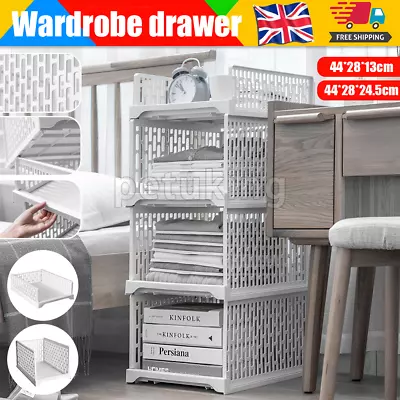 1-6X White Wardrobe Drawer Units Organizer Clothes Closet Stackable Storage Boxe • £5.99