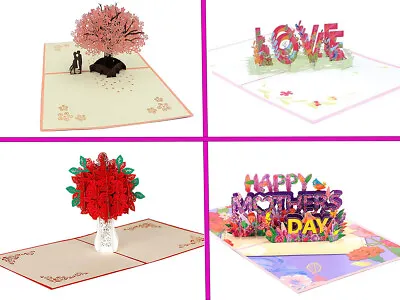 3 D Pop Up Cards Valentine Birthday Anniversary Mother's Day 4 Different Types • £2.99