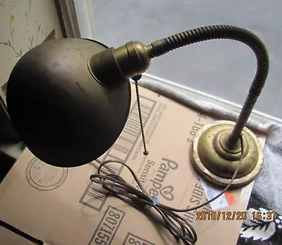 Antique Industrial Signed Faries Articulating Brass Desk Lamp And Shade 1920s • $75