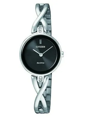 Citizen Axiom Eco-Drive Silhouette Women's Black Bangle Watch 23mm EX1420-50E • $85.99