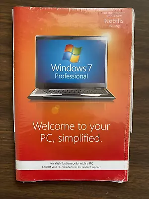 $25 • Buy NEW Sealed Microsoft WINDOWS 7 Professional For Nobilis Computers