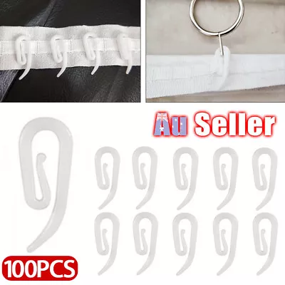 100Pcs Nylon Plastic Curtain Hooks Lace Pencil Boat Caravan Campe Plastic Pleat • $11.86
