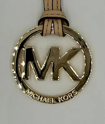 Michael Kors 2  MK Logo Gold Charm Blush Color Genuine Leather Handbag Tag Fob • $27.95