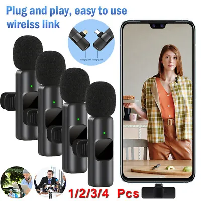 1/2/4x Lavalier Wireless Microphone Audio Video Recording Mic For Android/iphone • $12.99