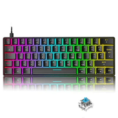 $36.89 • Buy 60% Wired Compact Rainbow Backlit Mechanical Gaming Keyboard For PC PS4 Xbox One