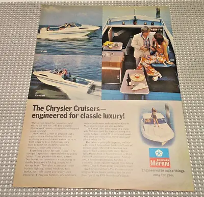 1974 Chrysler Cruisers Fiberglass Boat Vintage Print Ad Lake Boating Wall Art • $14.61