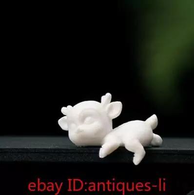 2.3  China White Porcelain Ceramics Lovable Sleep Spotted Deer Figurine Statue • $10