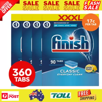 $69.80 • Buy 4 X 90pk Finish Powerball Classic Dishwasher Tabs Lemon Sparkle Bulk Packs