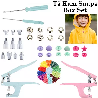 T5 Plastic Snaps Fasteners KAM Snap Plier Kit Press Studs Poppers Eyelets Craft • £16.89