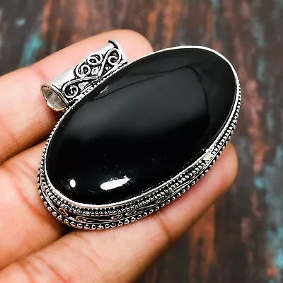 Black Onyx Gemstone Handmade Jewelry Pendant For Memorial 1.32  • $5.99