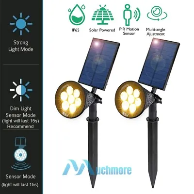 2Packs 7LED Solar Spot Light Warm White PIR Motion Sensor Garden Lawn Stake Lamp • $29.99