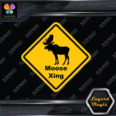 Moose Crossing Xing Warning Safety Road Sign Double Layered Vinyl Decal Sticker • $6.51