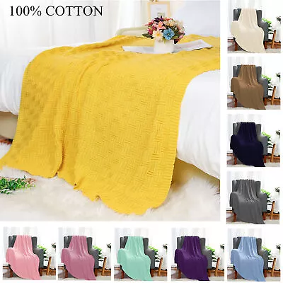 Soft Warm 100% Cotton Cable Knit Throw Blanket For Couch Bed Sofa Home Decor • £56.27
