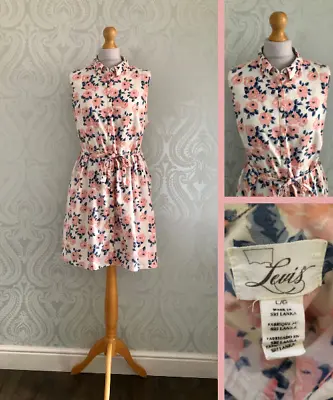 £18 • Buy Levi's Sleeveless  Pink Floral Print Button Sleeveless Shirt Dress Size L