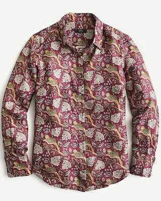 J.Crew Collection Silk Twill Shirt In Jungle Cat Print Size 2 • $54.99