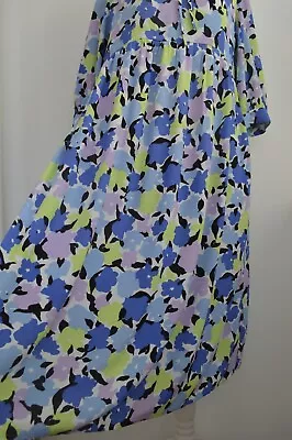 M&S Collection Floral Hip Pocket Loose Fit Smock Shape Dress Size 12 • £10