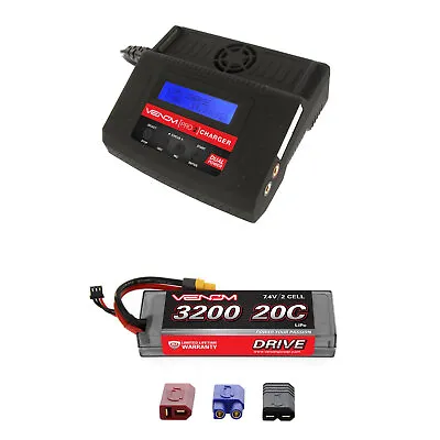 Venom 20C 2S 3200mAh 7.4V LiPo Hardcase Battery And Pro 2 Charger Combo • $108.98