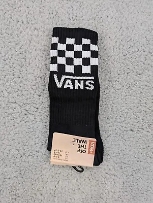 Vans Crew Socks Mens Womens 6.5-10 Black Checkerboard Logo Skate Surf Athletic • $11.90