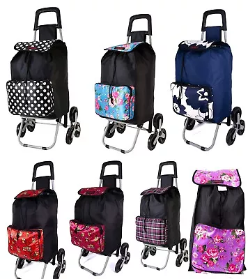 £34.99 • Buy 6 Wheel Stairs Climbing Shopping Trolley Lightweight Folding Bag 6 Design 6960SW