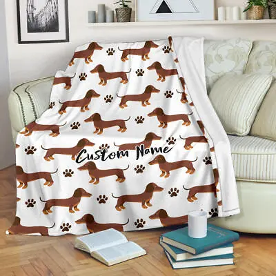 Dachshund Dog Custom Name Blanket Throw Fleece Cozy Couch Sofa Plush Bedding • $29.99