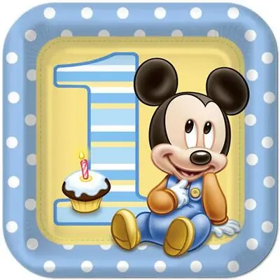 Disney Mickey Mouse 1st Birthday Lunch Plates Party Supplies 8 Per Package NEW • $7.95