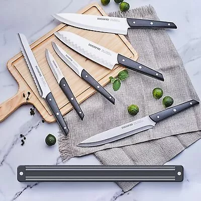 Magnetic Knife Strip With Knife Set 6 Piece Knife Set With Knife Holder Kitche • $33.16