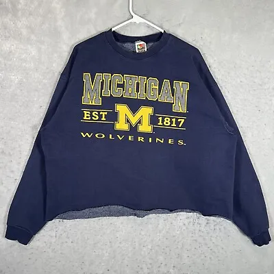 A1 Vintage 90s Michigan Wolverines Swaeter Adult 2XL XXL Blue Sweatshirt Mens • $19.99