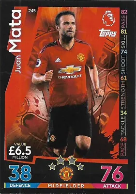 Match Attax 18-19 Trading Card No 245 Juan Mata Manchester United • £1.29