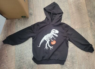 £7.99 • Buy Halloween Dinosaur Kids Hoodie  Pumpkin Dino Boys Girls Unisex Age 5-6