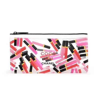 CHANEL Coco Rouge Gloss Clear See-through Makeup Cosmetic Bag / Pouch New! • $36.95