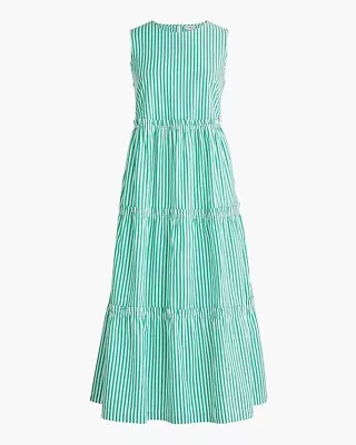 J.CREW Factory NWT $118 Sleeveless Striped Tiered Casual Midi Dress Size 2 • $44.99