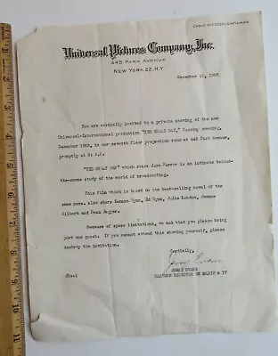 Metro Goldwyn Mayer  Pictures Invite Letter Screening Ten Thousand Bedrooms C57 • $10.22