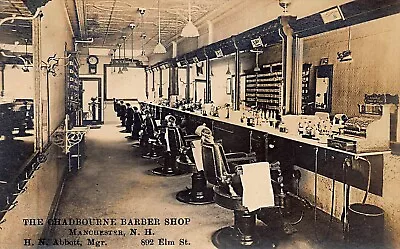 Manchester NH The Chadbourne Barber Shop Real Photo Postcard • $14.34