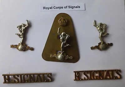 Vintage Bimetal Cap & Collar Badges Shoulder Titles - Royal Corps Of Signals • £18.99