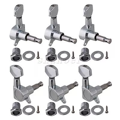 Chrome 6R Guitar String Tuning Pegs Tuners Machine Heads For Electric Acoustic • $22.88