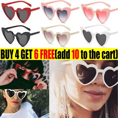 NEW Women Retro Lolita Love Heart Shape Sunglasses UV400 Cat Eye-Vintage Glasses • £4.19