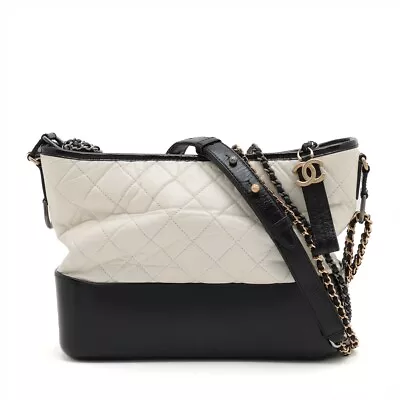 Chanel Gabriel De Chanel Vintage Calf ChainShoulder Bag Black X White Gold X Sil • $2896.45