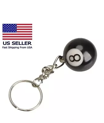 8 Ball Key Chain Ring  Mini Pool Billiard Black Lucky 8 New Eightball • $5.09