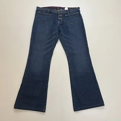 Von Dutch Vintage Flare Jeans Size 30 Low Rise Y2k Button Fly Dark Wash Denim • $44.50