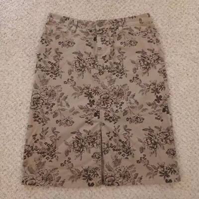 Eddie Bauer Skirt Size 6 Petite Midi Gray Floral Slit Pockets • $19.10