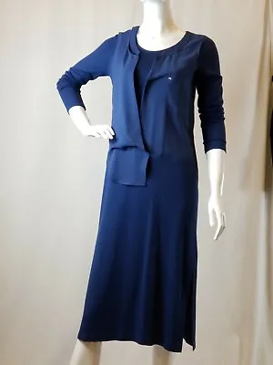 Vov Round Neck Long Sleeve Sweater Midi Dress S Size -blue- • $59