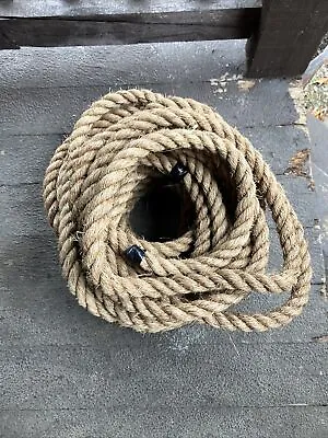 Manila Rope One Hundred 100’ Feet Tug Of War 3 Strand 1  Diameter Natural Fiber • $89.95