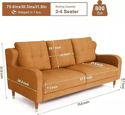 76in Comfy Couch For Living Room Mid Century Modern Couch W/ Spring Support HQ • $328.99