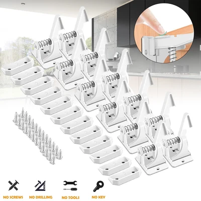 £12.95 • Buy 12PCS Baby Kid Safety Locks Protector Kitchen Cabinet Door Drawer Cupboard Catch