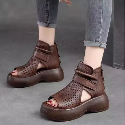 Womens Summer Hollow Out Open Toe Boots Shoes Platform Roman Orthopedic Sandals • $36.41