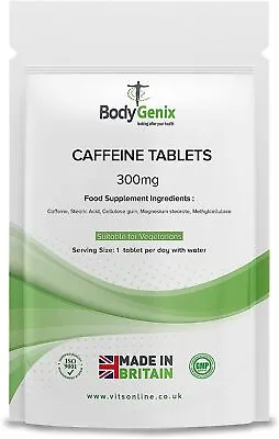 Caffeine Tablets 300mg - Bodygenix - Pre Workout | Slimming | Focus | Energy • £3.99