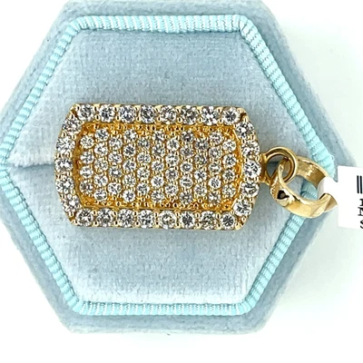 $2250 • Buy 14k Yellow Gold 2.25 CT Diamond Dog Tag Pendant, 9.3gm, S107255