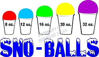 Sno-Balls Decal  14  Sizes Snow Cones New Orleans Style Concession Trailer Cart  • $14.99